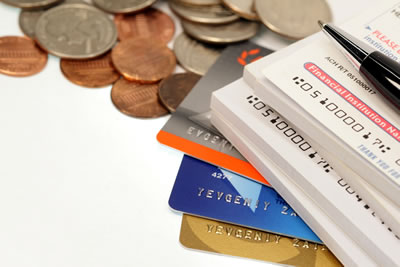 Coins, credit cards, and checks