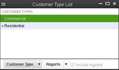 QuickBooks - Customer Type List