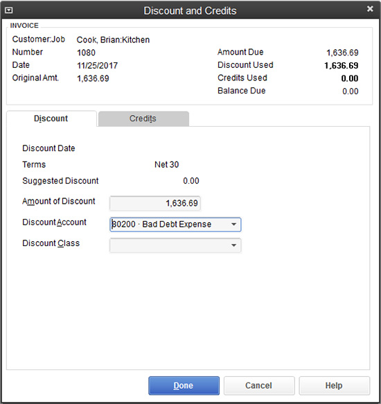 QuickBooks - Discounts & Credits