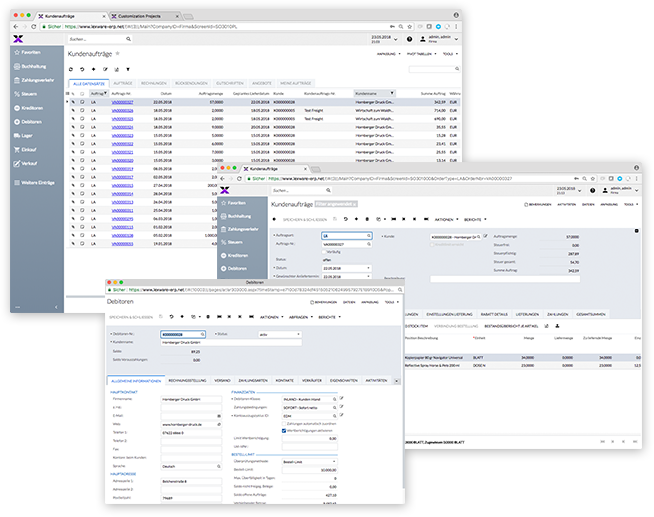 lexbizz ERP – Dashboard Mehrfensterfähigkeit