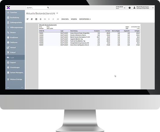 lexbizz ERP – Chart effizientes Lager und Meldebestand