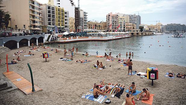 None of the sand that had been laid seven months ago at Balluta Bay is now visible. Photo: Mark Zammit Cordina