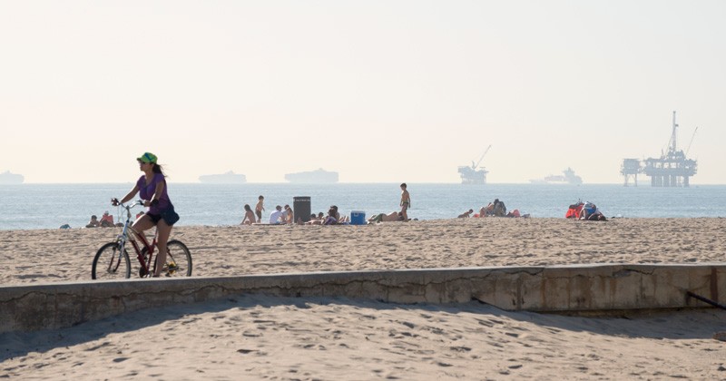 Some oil rigs are hundreds of miles offshore. Some, like this rig off the Southern California coast, are much closer.