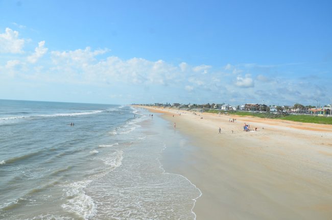 The area south of the pier to be renourished, with higher and wider dunes. Click on the image for larger view. (© FlaglerLive)