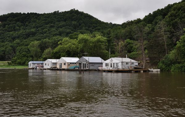 Floating cabins line the bank of the Mississippi River near Brownsville, Minnesota. (Photo by Tristan Baurick, NOLA.com | The Times-Picayune)