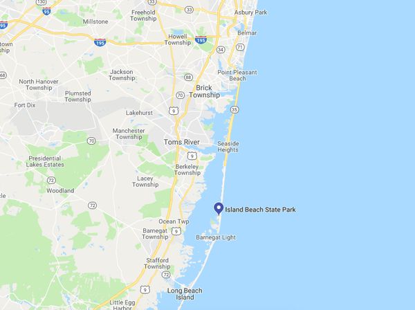 Island Beach State Park, like the former Borough of Island Beach, occupies the southern half of Barnegat Peninsula off the Ocean County mainland.