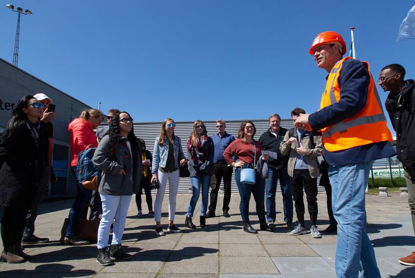 Students from Texas A&M, Rice and Jackson State universities get a tour of the Maeslantkering.