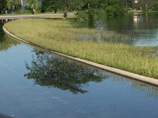 Belle Isle flooding shows in this photo taken July 11, 2019.