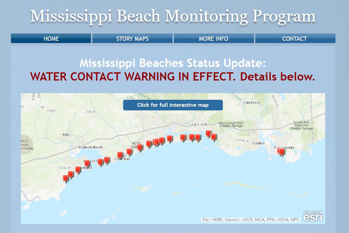 A new banner on MDEQ's beach monitoring website says a water advisory is in effect. It previously referred to it as a beach advisory.