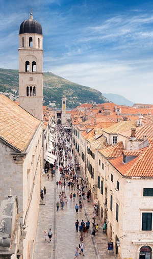 View down Placa to Pile Gate, Dubrovnik Croatia.