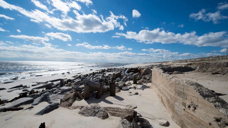 Major erosion is clearly evident at Gilgo Beach