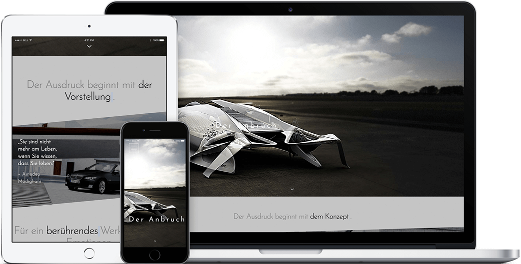 Vorschau der 3D Artist Mario Webseite auf dem iPad, iPhone und MacBook
