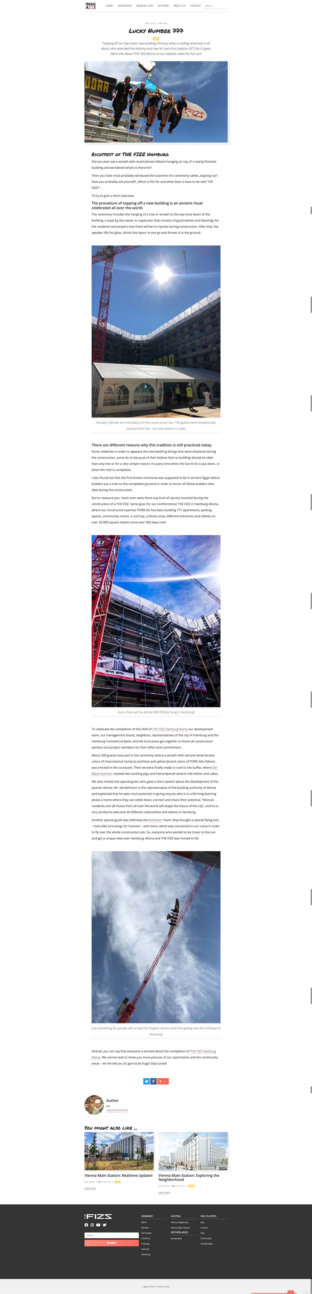 Komplettes Layout eines Artikels des THE MAGAZZINE in der Desktopansicht
