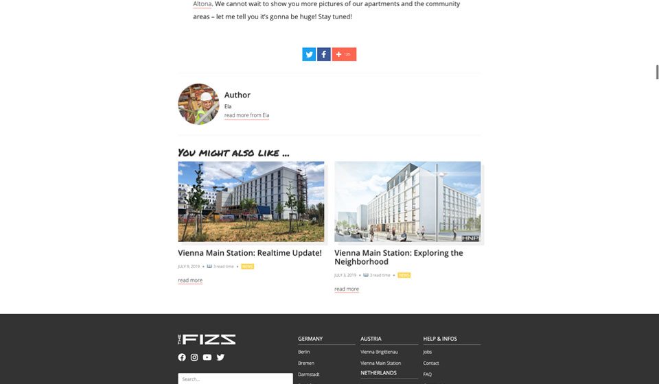 Social Share Buttons & passend vorgeschlagene Artikel