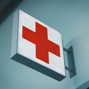 emergency red cross sign