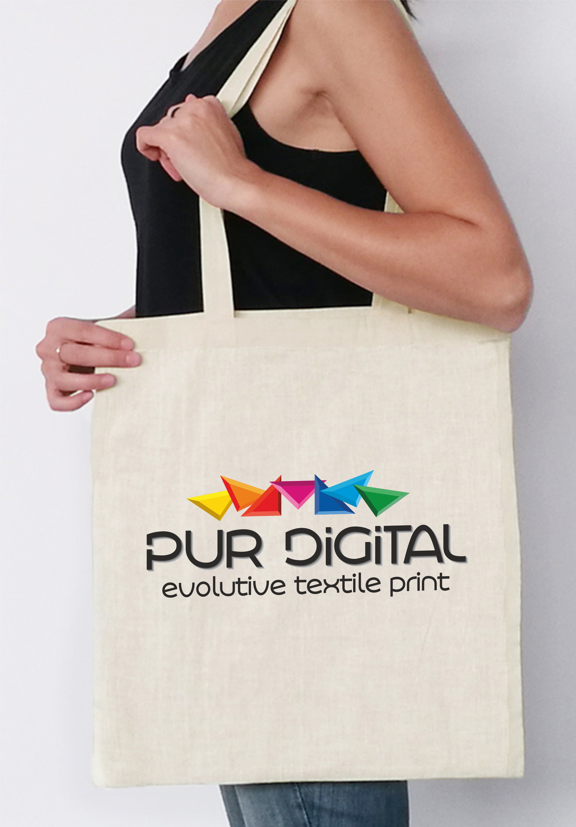 Sac shopping naturel avec impression digitale.