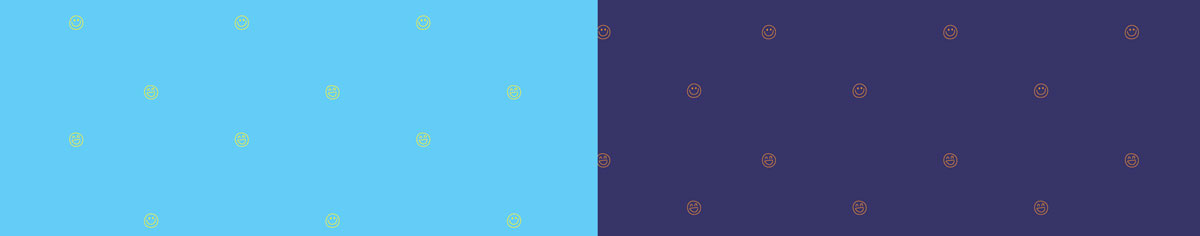 Image depicting brand icons and patterns created for Delta Life Skills rebrand. The icons are of smiling faces, a waving hand, speech bubble and thought bubble. The patterns combine these elements.