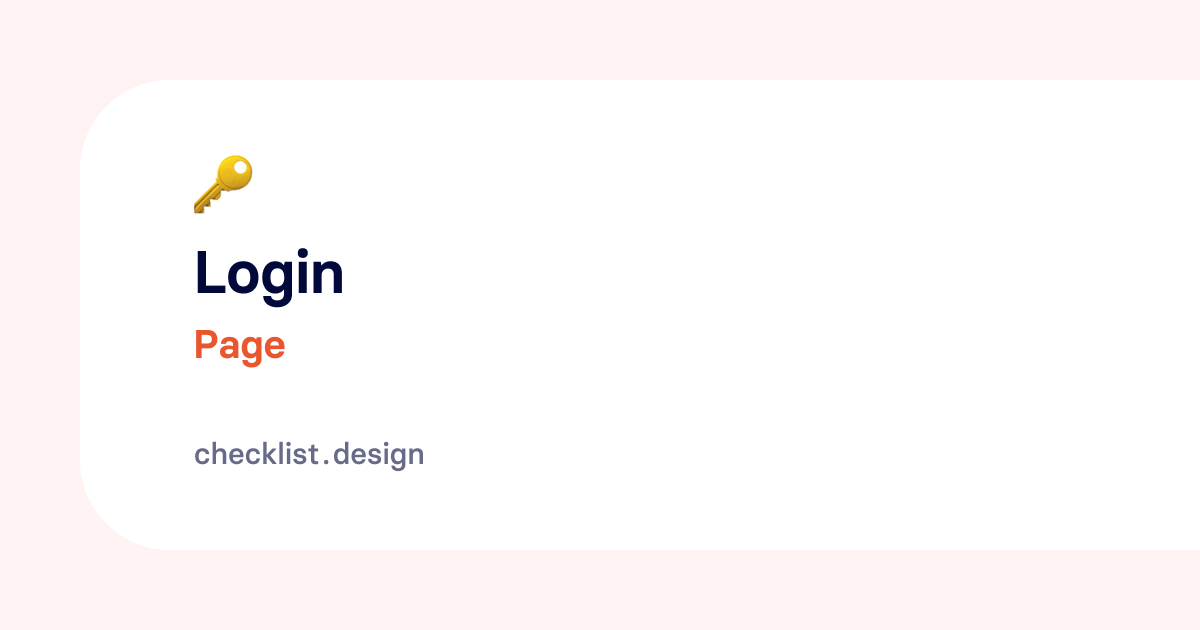Login Page Checklist Design