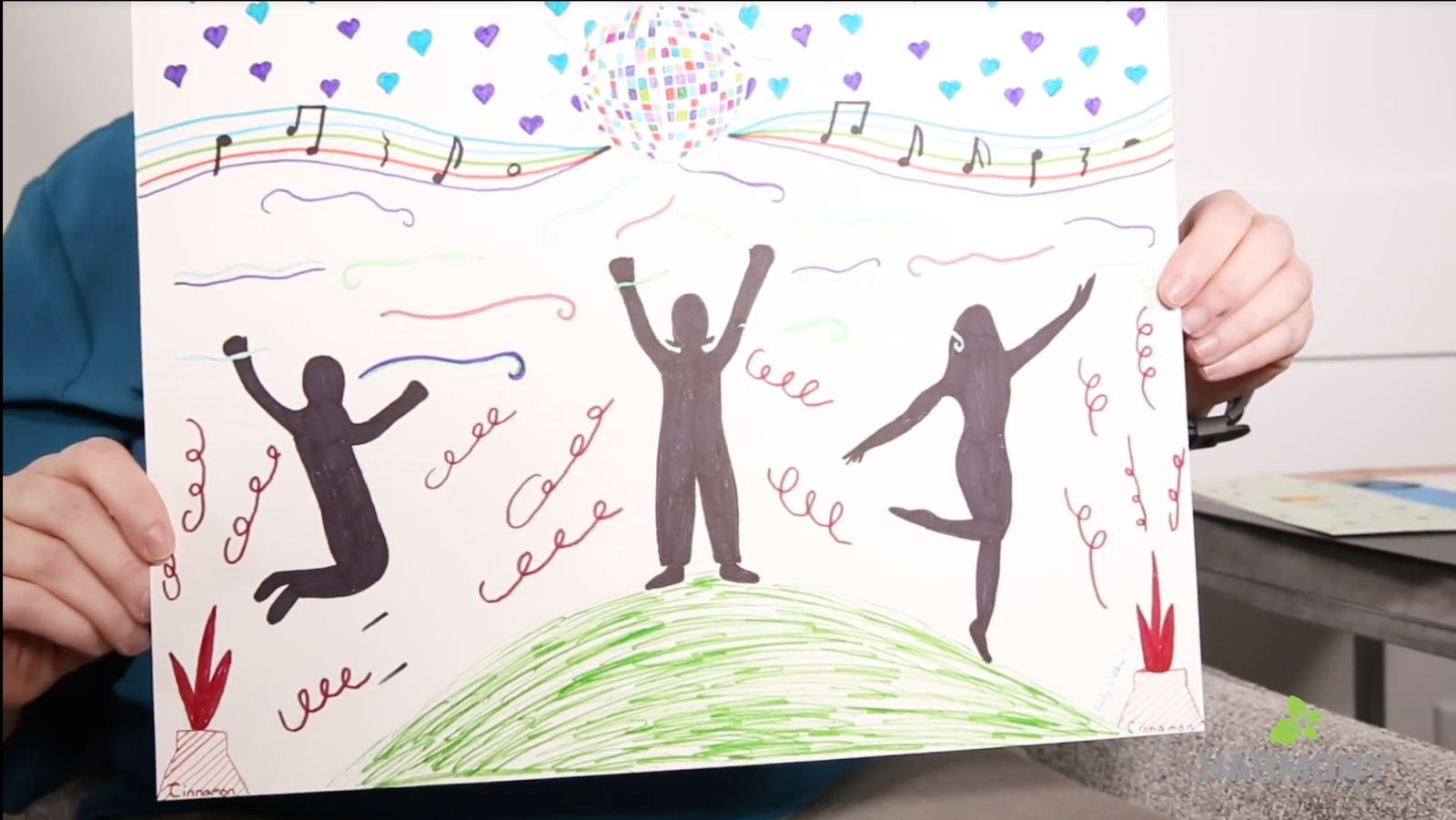Emily's drawing representing her enjoying herself again after depression