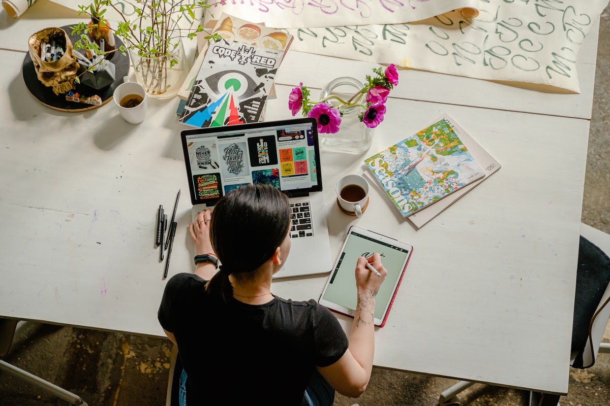 woman managing tech anxiety while working from home