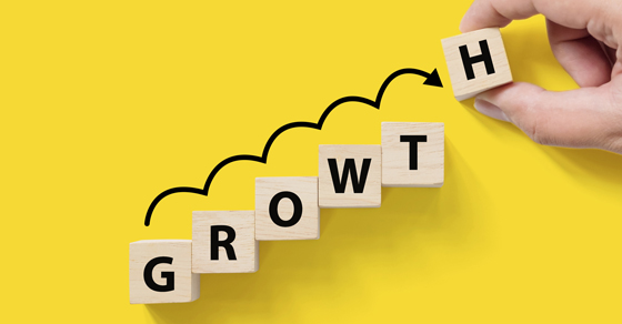 Growth spelled out in scrabble letters