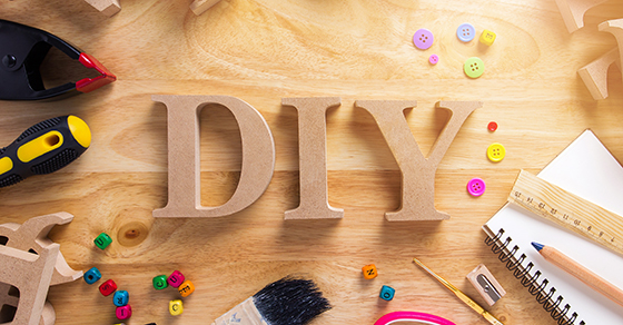 wooden letters DIY on craft table