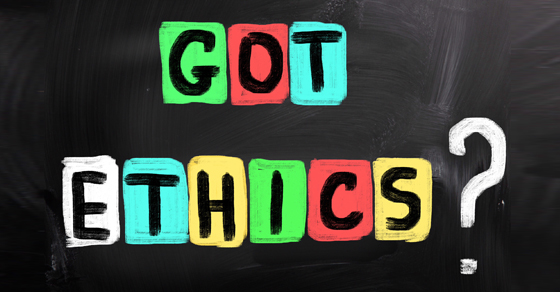 "got ethics?" spelled out colorfully on blackboard