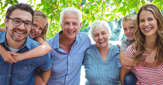 happy multi-generational family