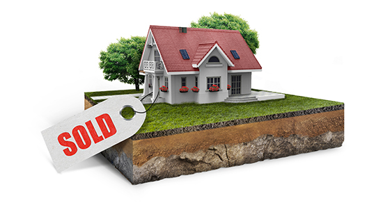 model of house with sold tag on it