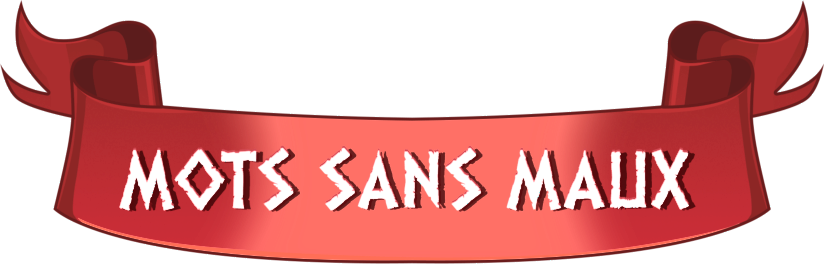 Logotype Mots sans maux horizontal sur banderole rouge.