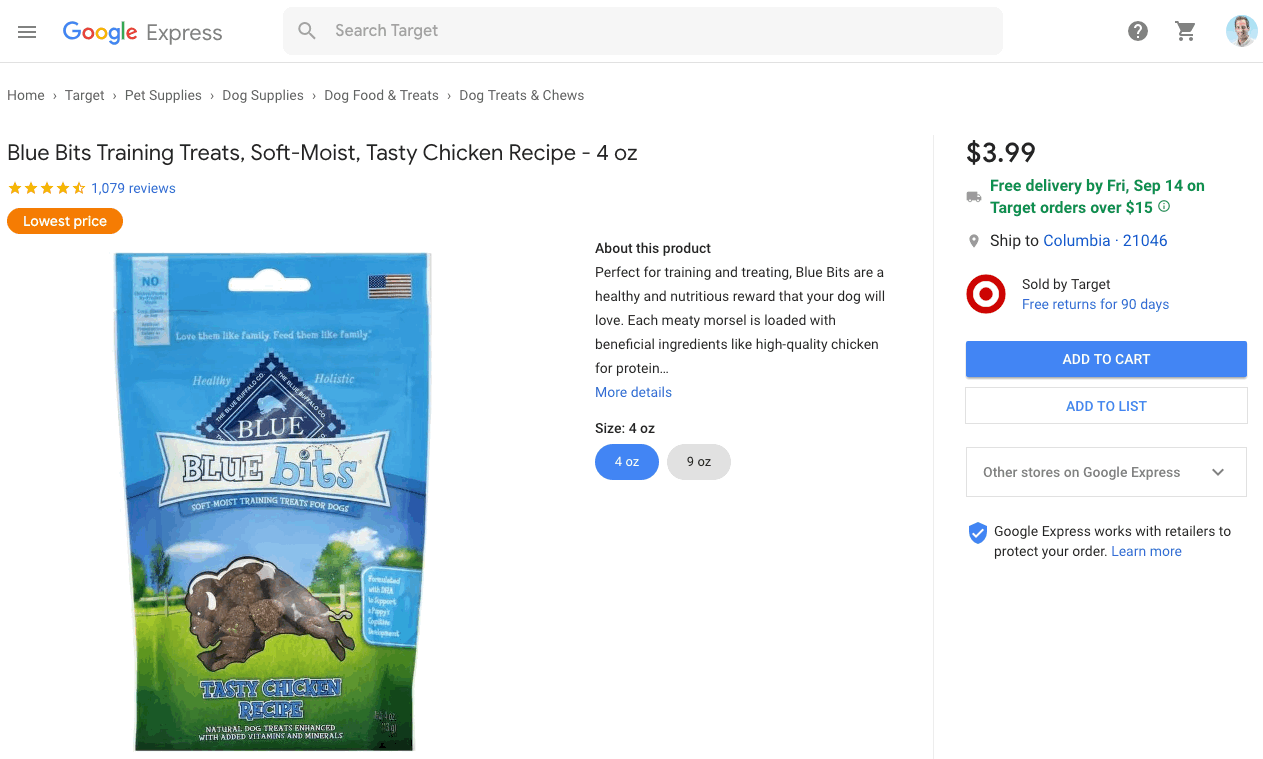 Google Express Cart Building and Checkout Flow