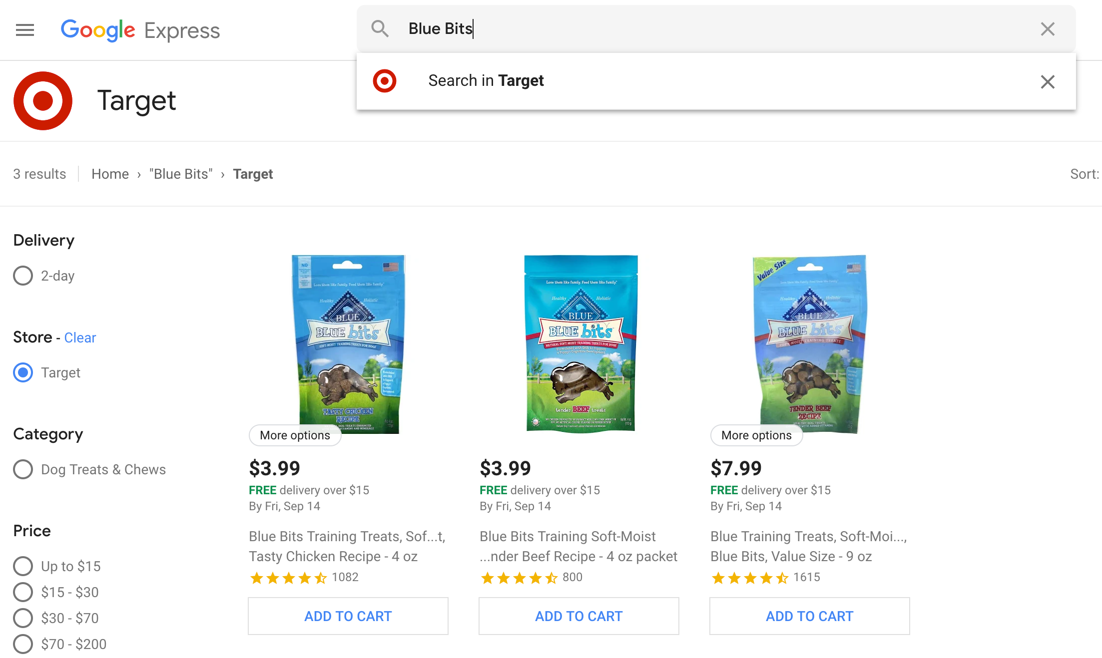 Google Express Search Experience