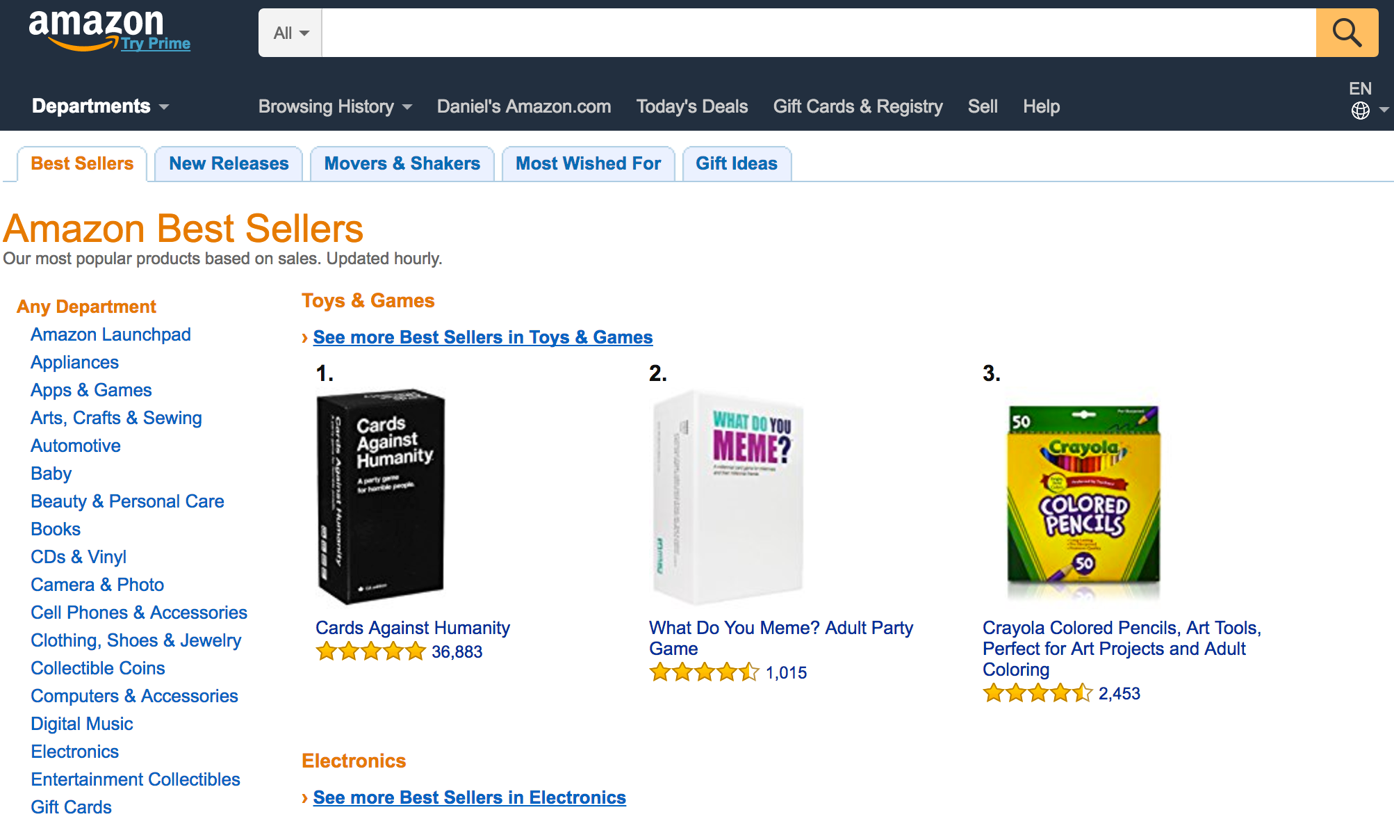Amazon's Best Sellers, Sales Rank