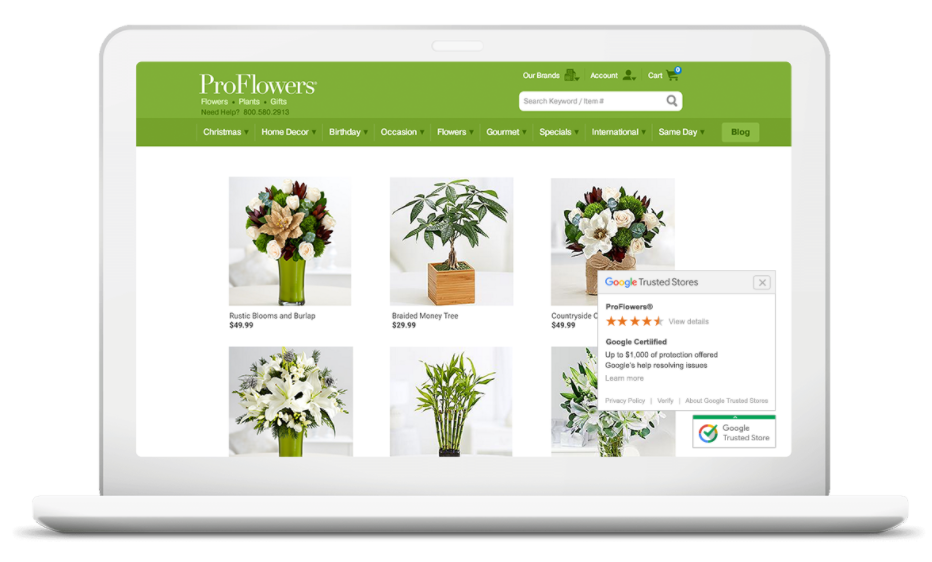 Google Trusted Stores desktop view