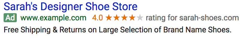 Google Search Ad Seller Ratings