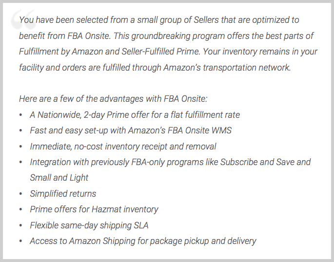 email to amazon marketplace seller about amazon onsite