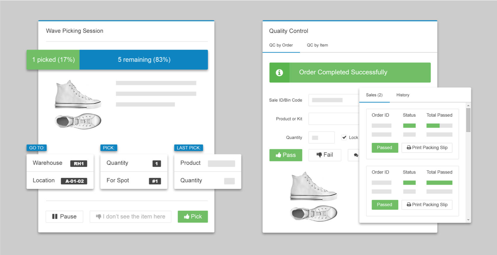 picking packing and shipping with an inventory management system