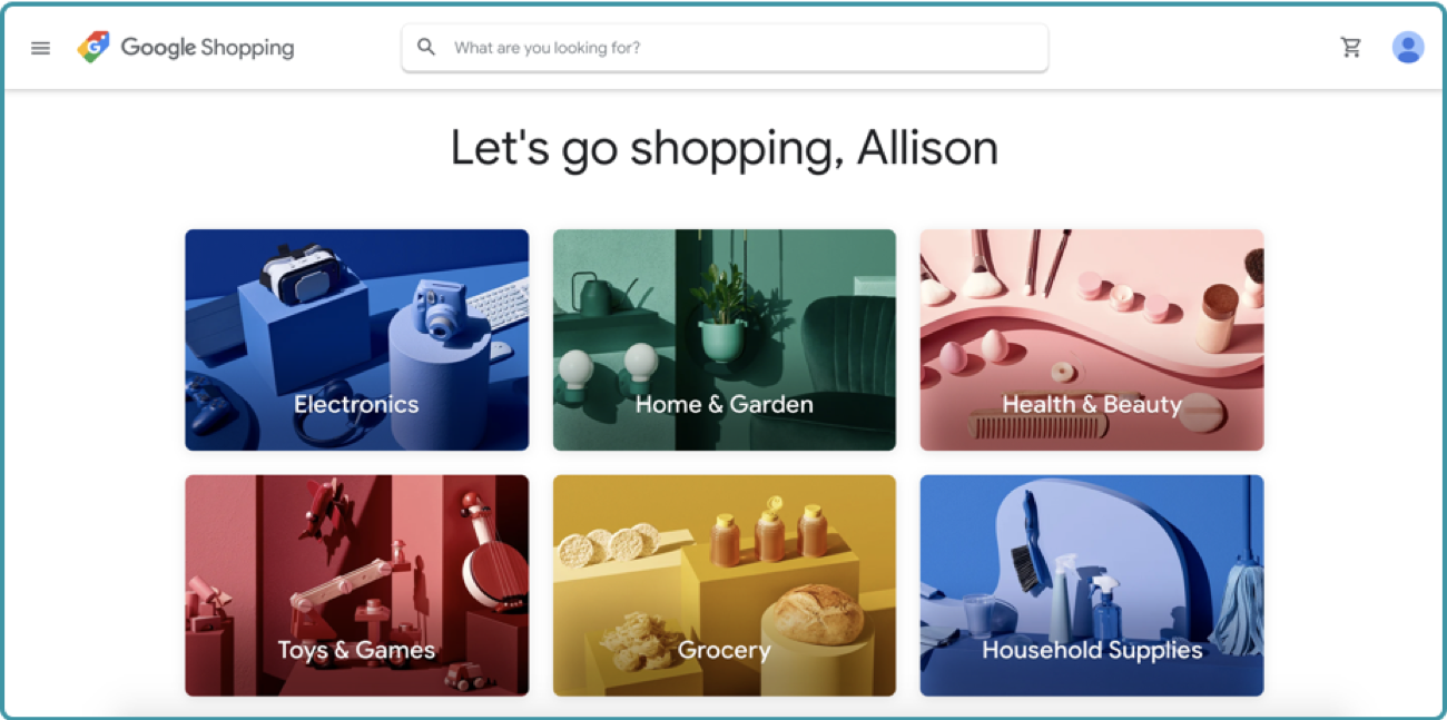 new google shopping homepage