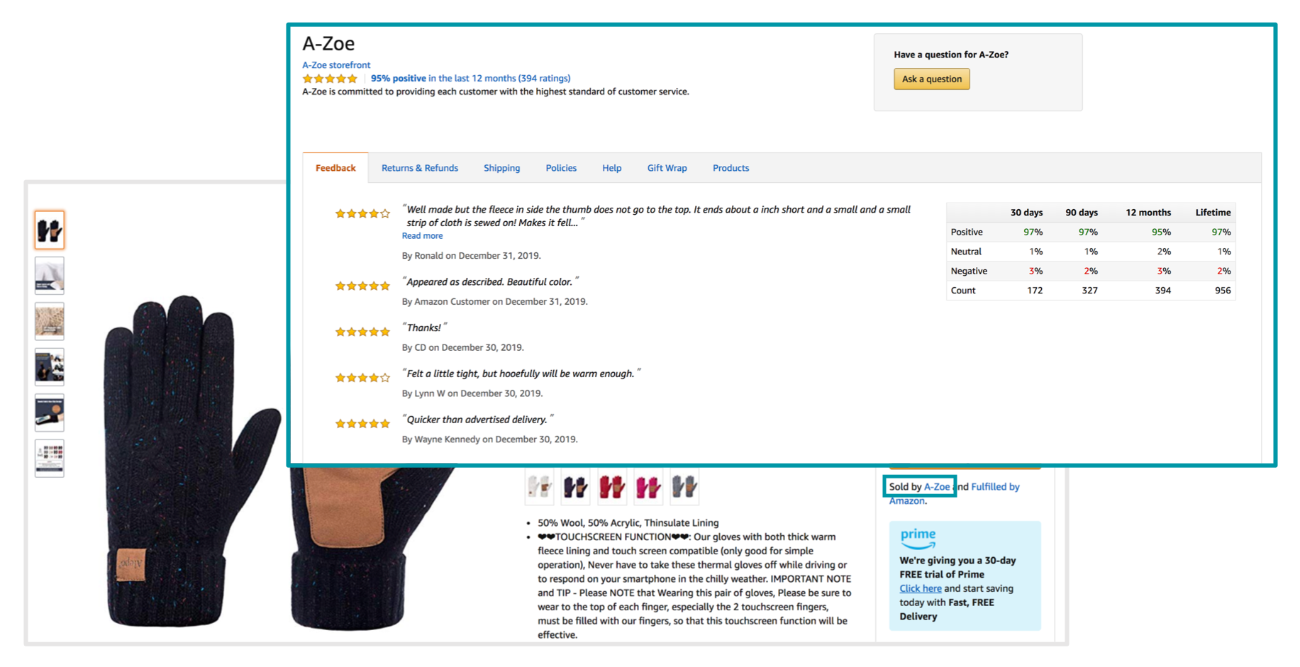 where to find seller feedback on amazon