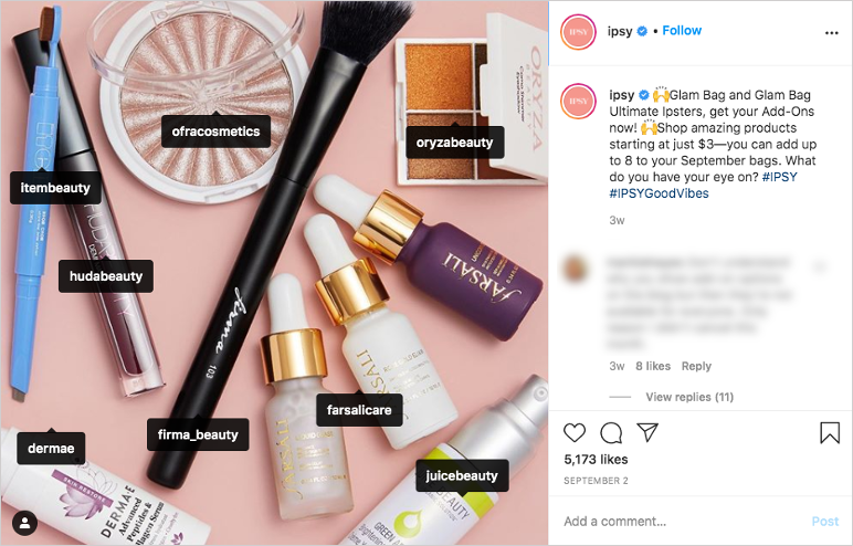 Instagram post by Ispy showing subscription box add-ons