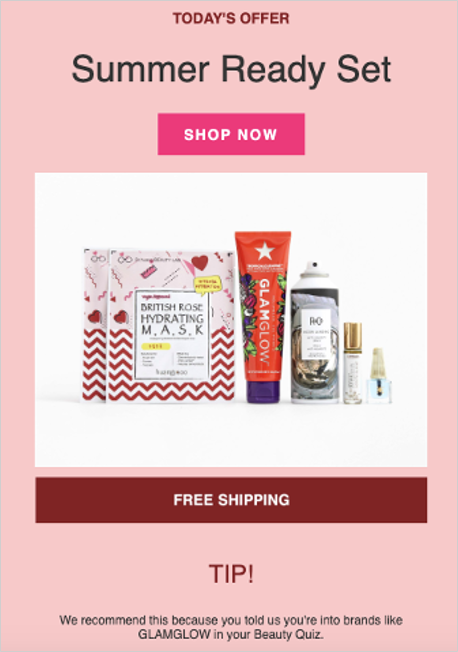 personalized product recommendation by Ipsy