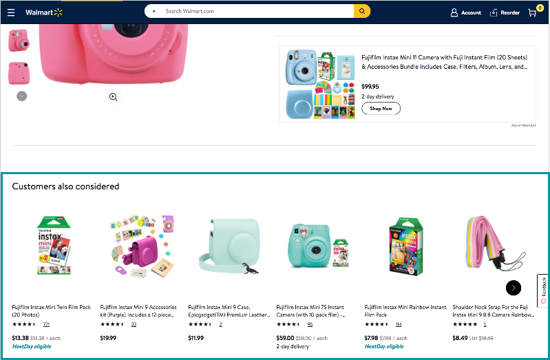 screenshot of walmart carousel ad