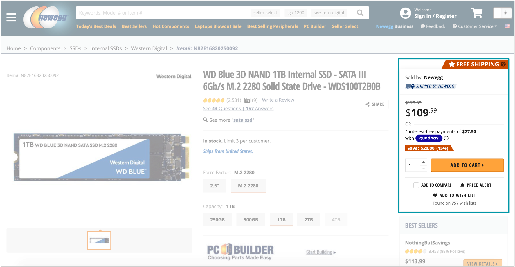 newegg buy box on listing