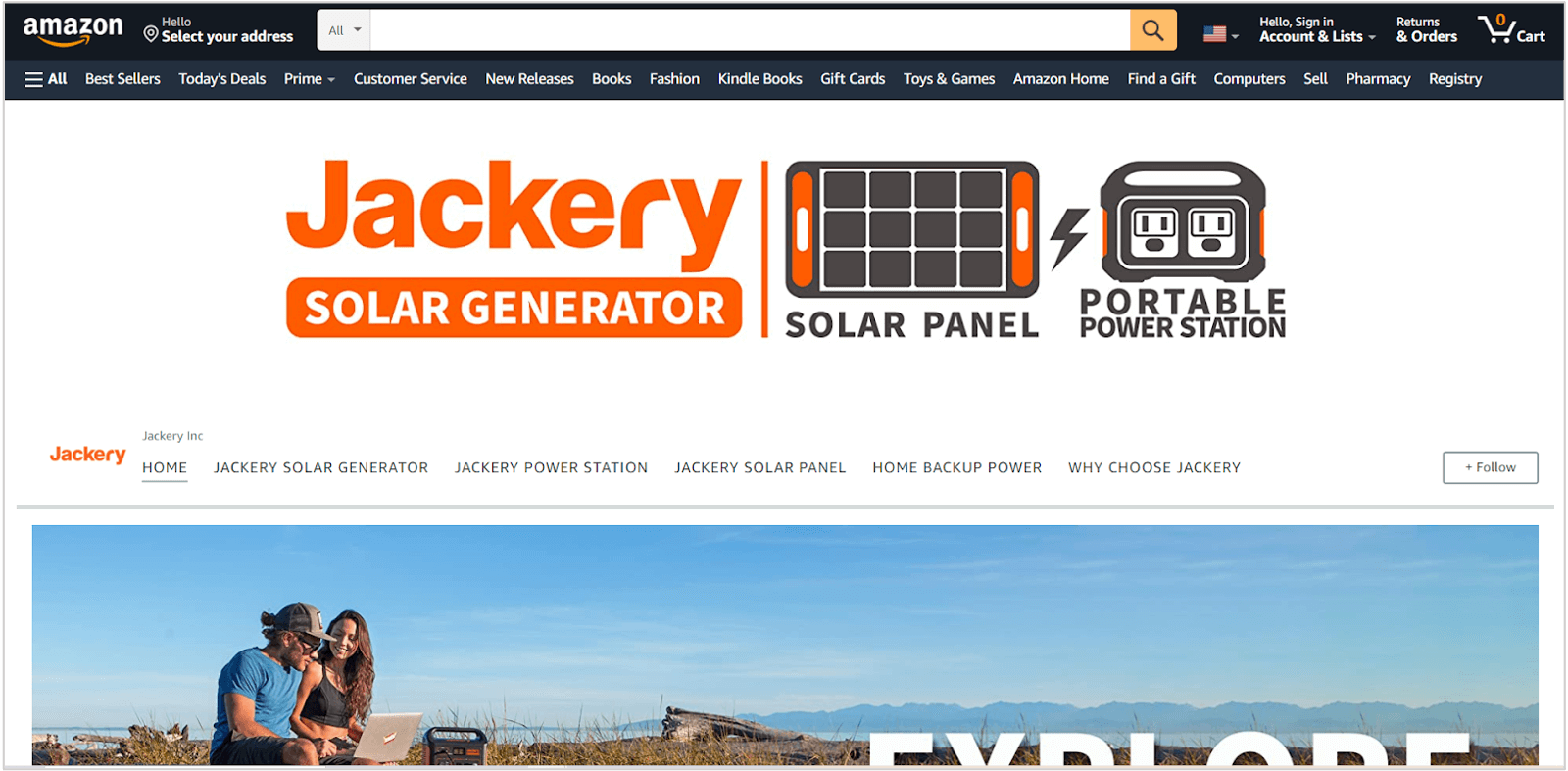 screenshot of jackery amazon store