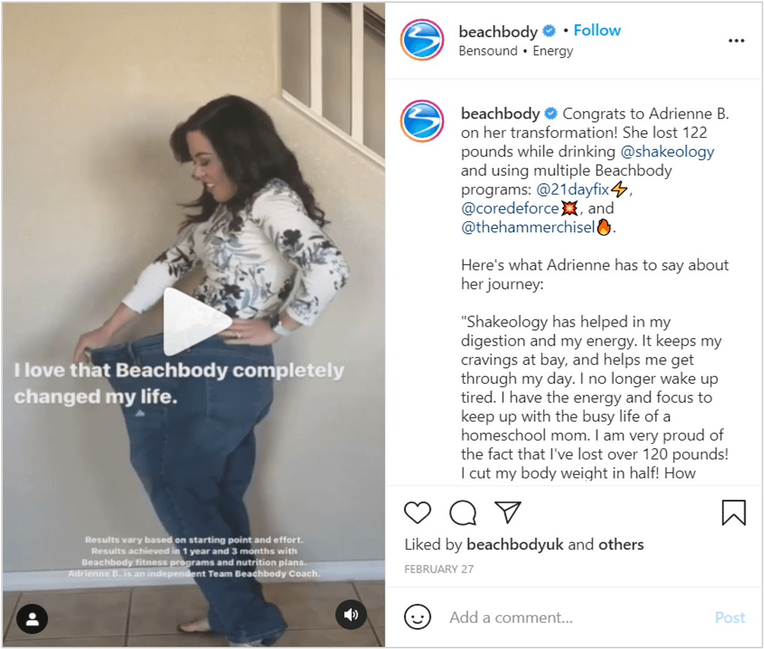 beachbody customer testimonial