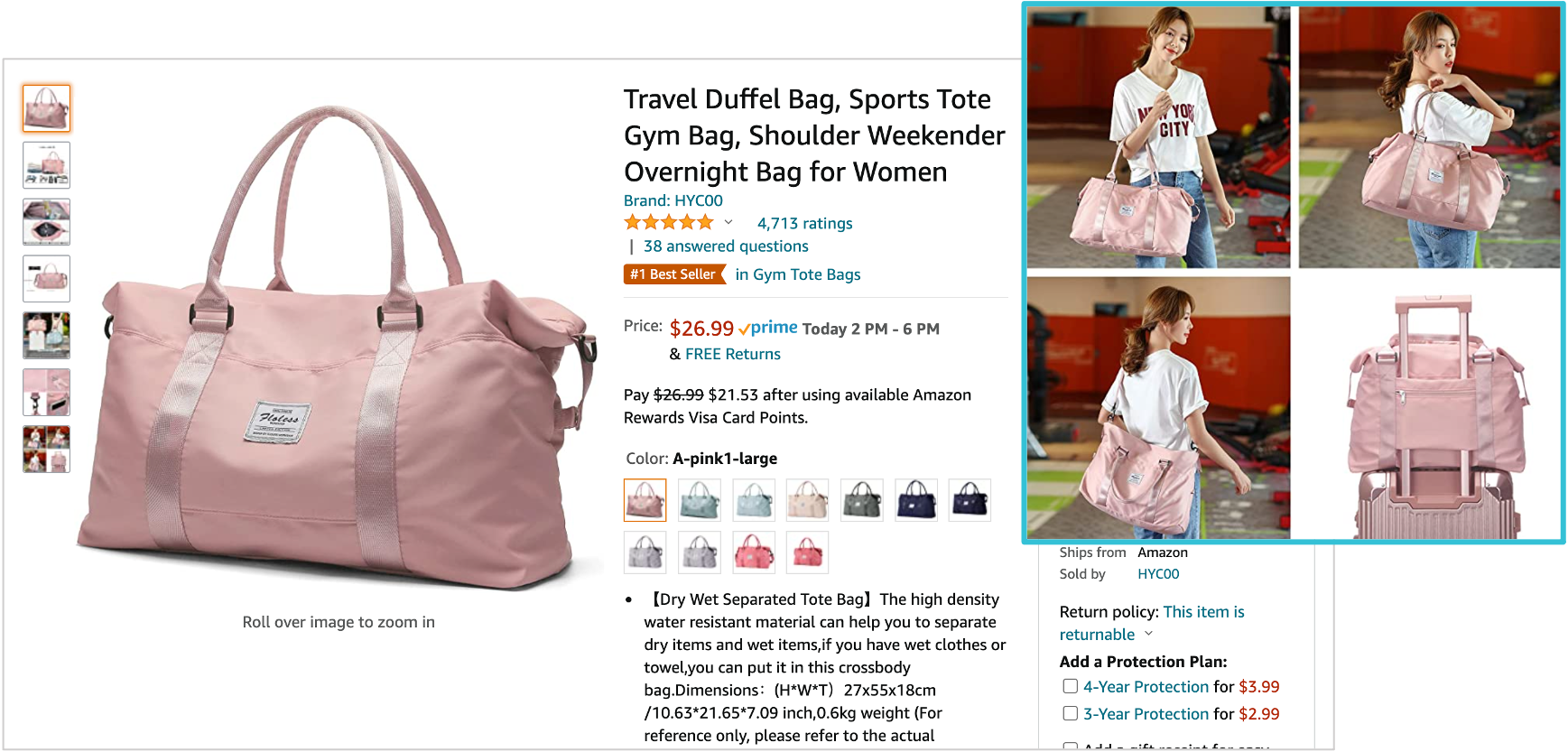screenshot of hyc00 amazon listing