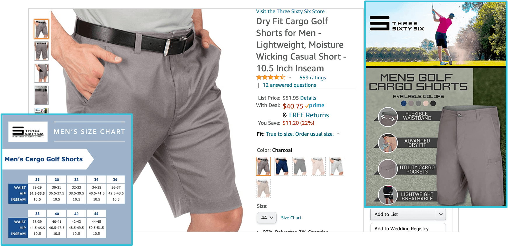 screenshot of three sixty amazon listing
