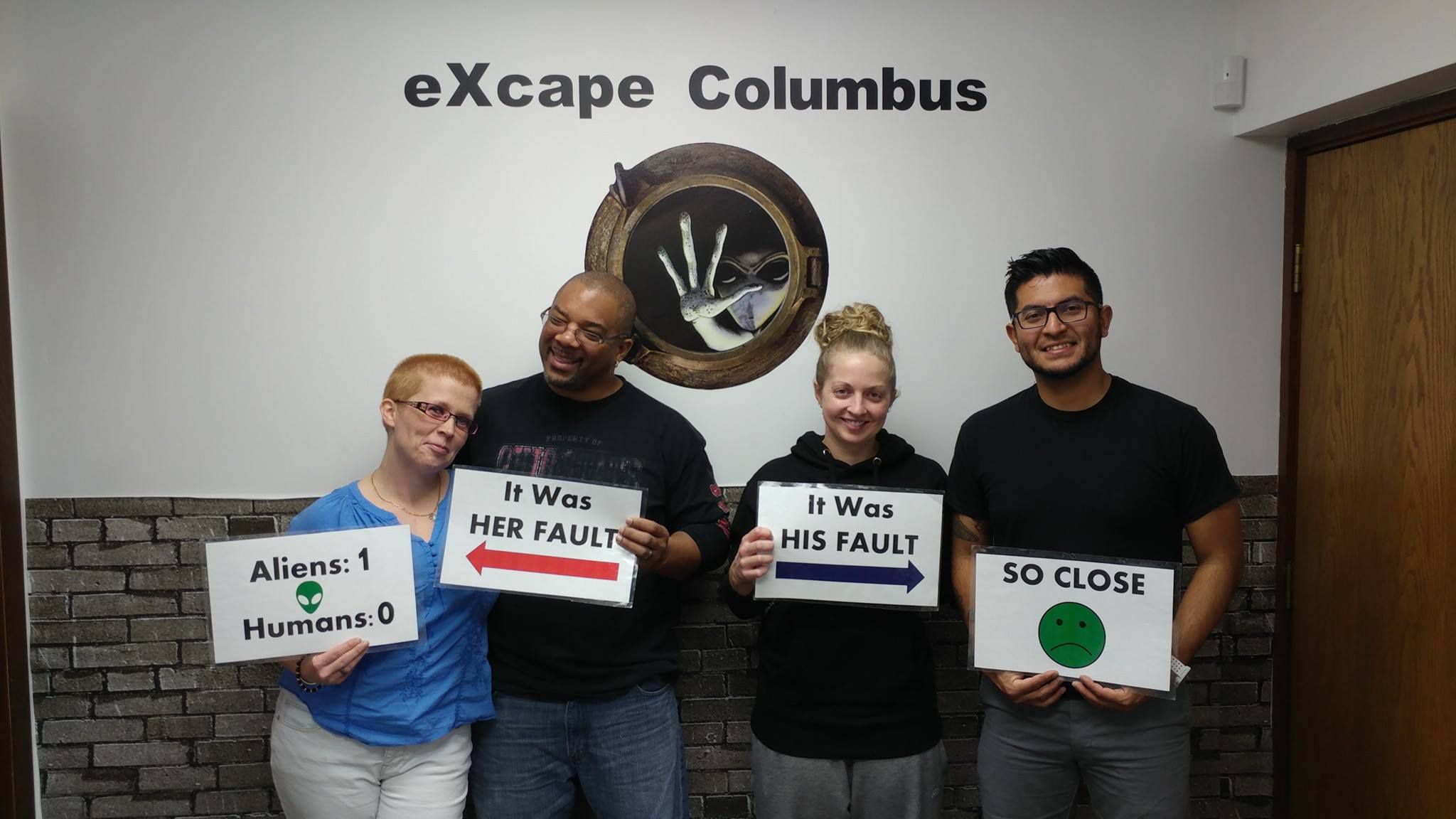 participants after a fun time n the client room at escape columbus near westerville ohio