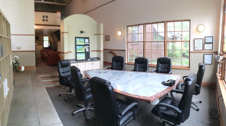 the salt mines coworking space with table and office chairs