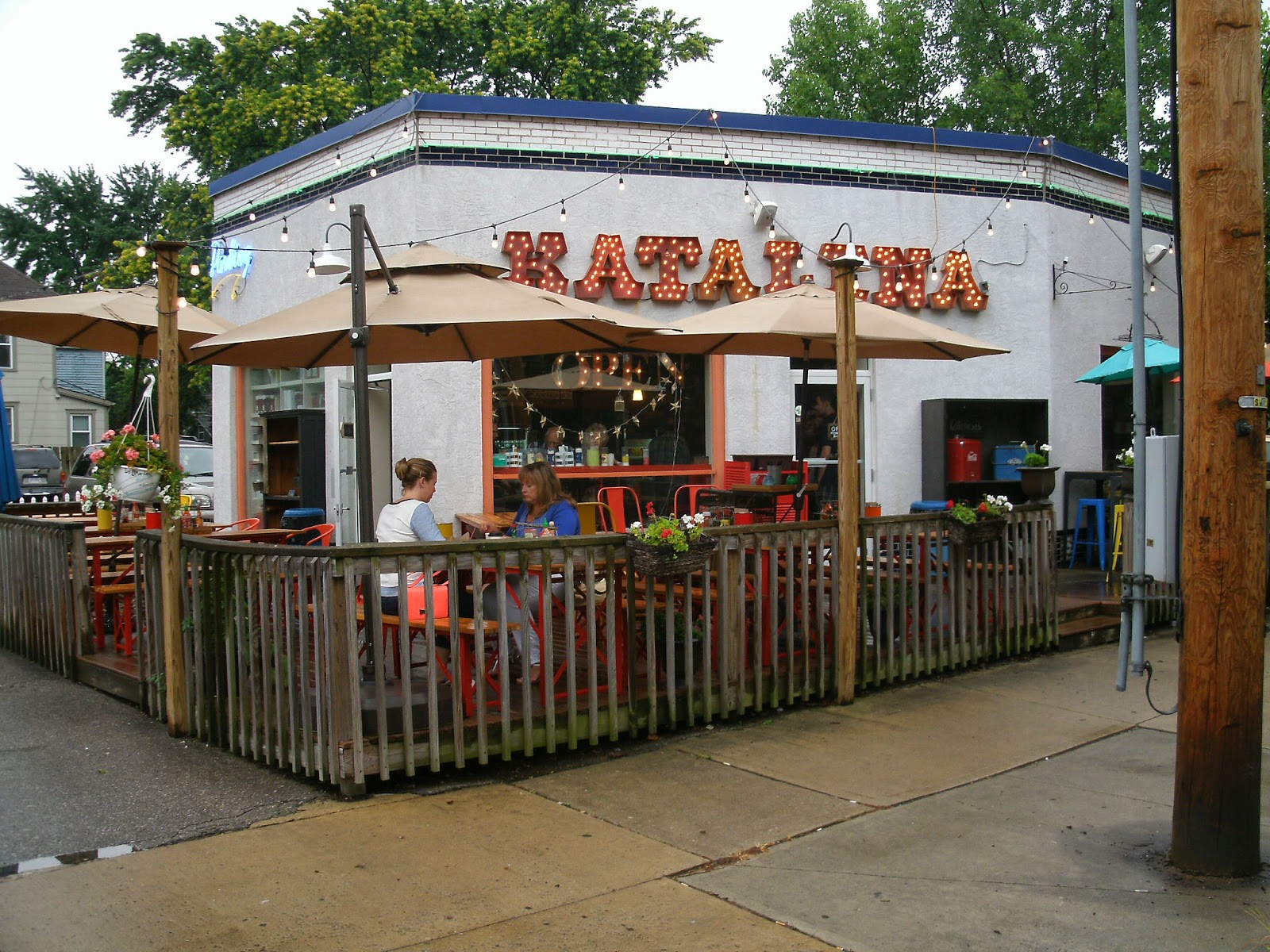 katalina's cafe outdoor seating with umbrellas